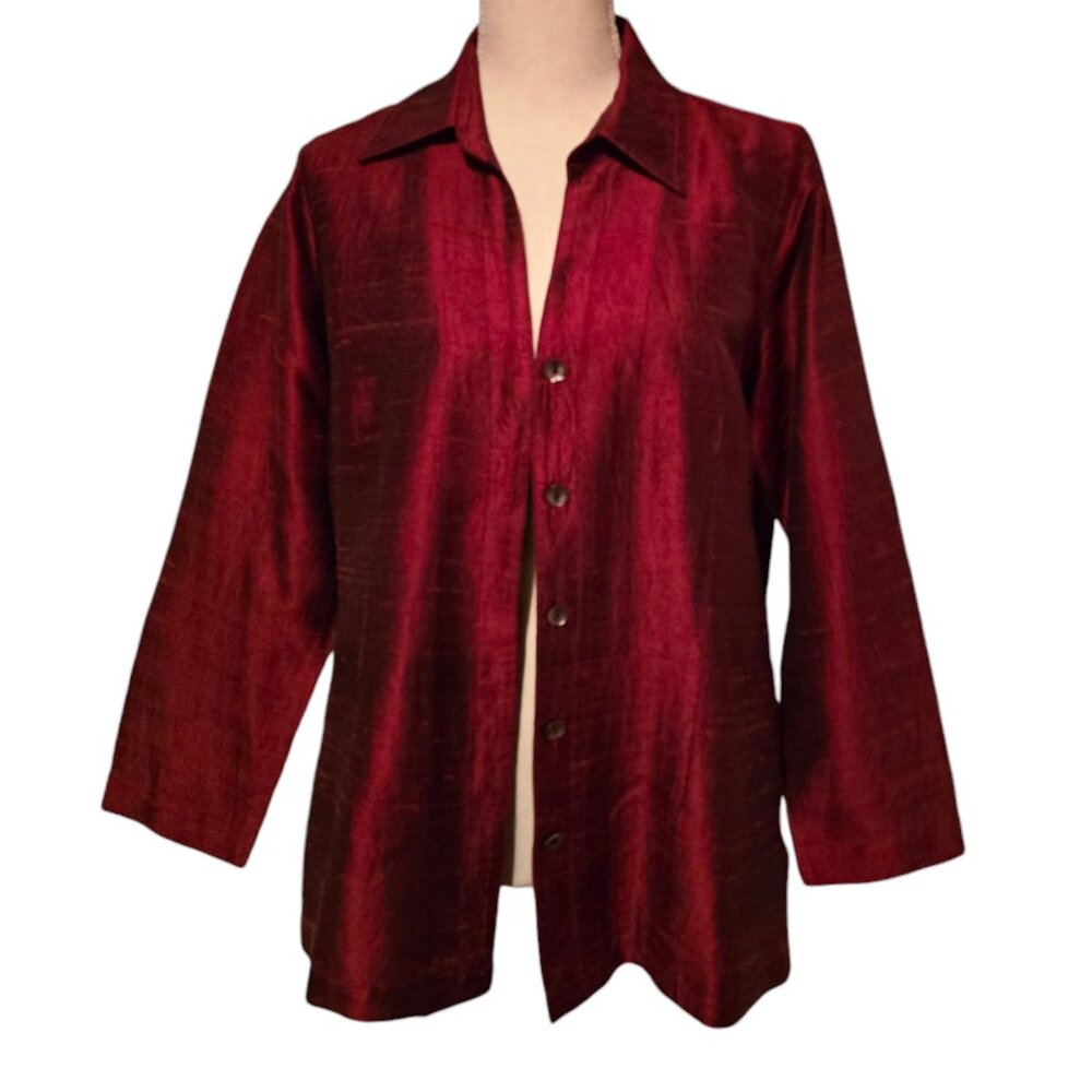 TravelSmith 100% Silk Dupioni Top - Size Medium